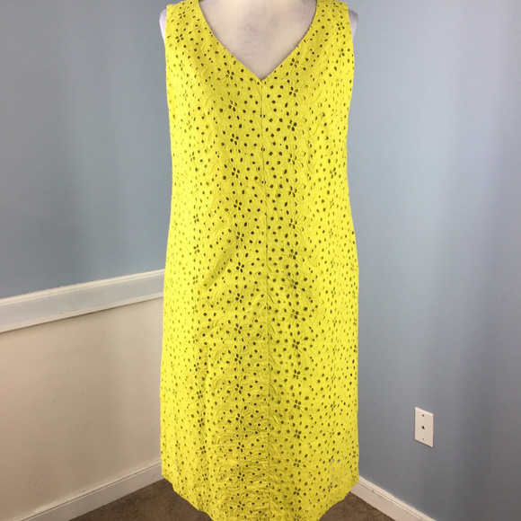 Talbots | Dresses | Talbots M Chartreuse Green Sheath Eyelet Dress |  Poshmark